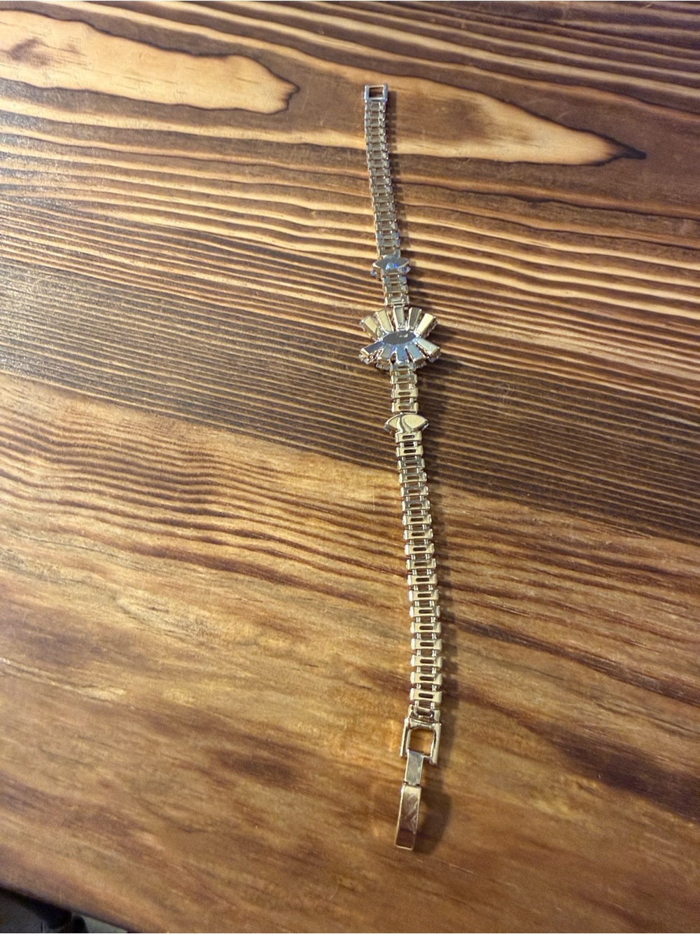 Gold Plated Crystal Clear Bracelet - Statement Tennis Bracelet - Picture 12 of 14